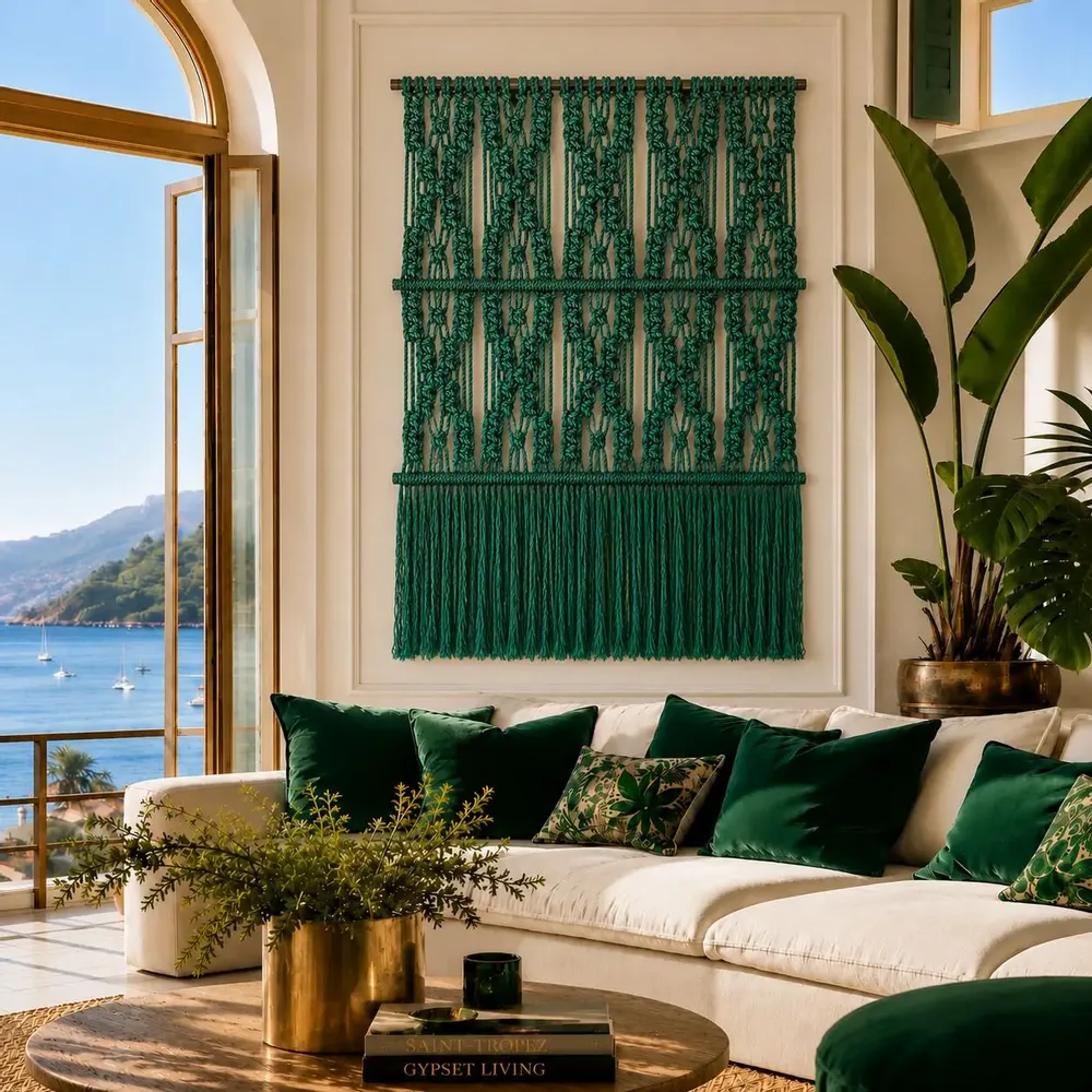 Tapestries - Green Handcrafted Macramé Wall Hanging - NŒULUXE