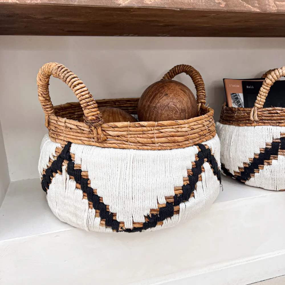Decorative objects - Campur basket, natural banana fiber and macrame (large) - DESIGN TRIP