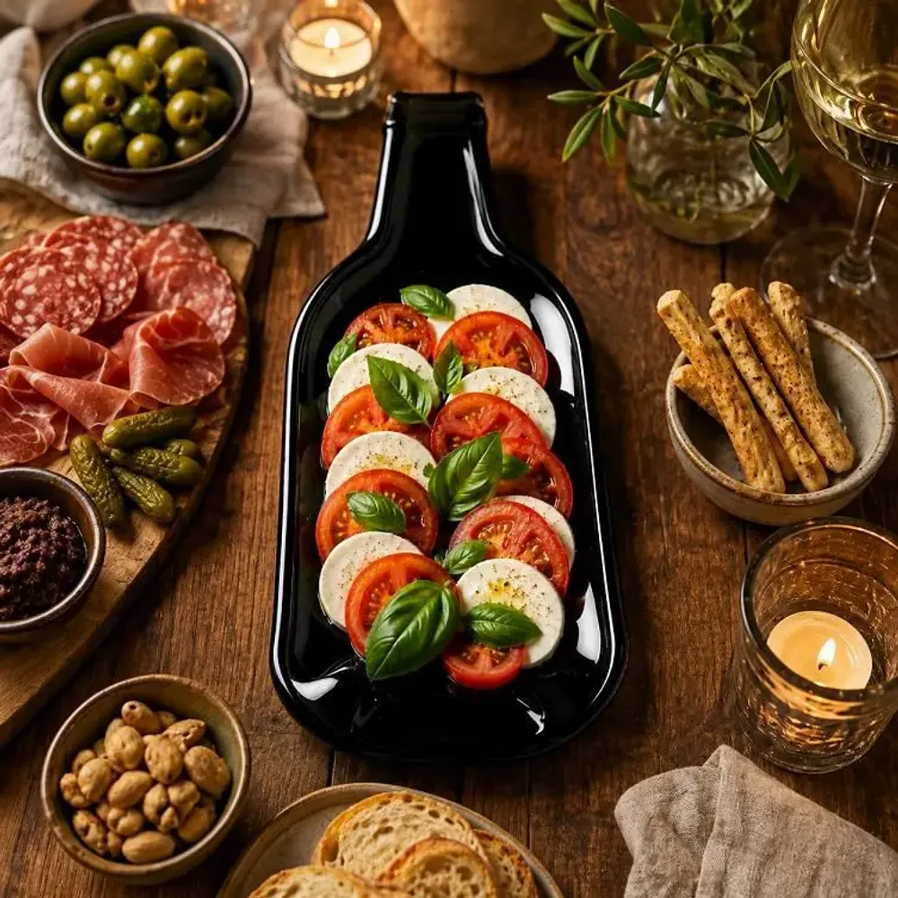 Plats et saladiers - Planche en bouteille de vin upcyclée - SOSTRAW & SMARTTHINGS