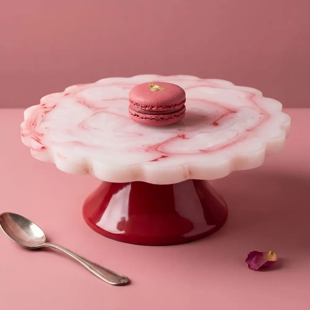 Flatware - Scalloped Pastry Stand | Hand-poured Resin | 7 Inch - CASA AMAROSA