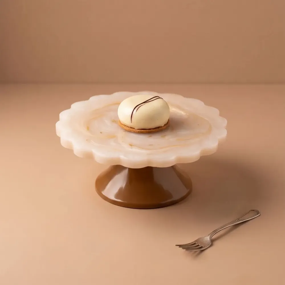 Flatware - Scalloped Pastry Stand | Hand-poured Resin | 7 Inch - CASA AMAROSA