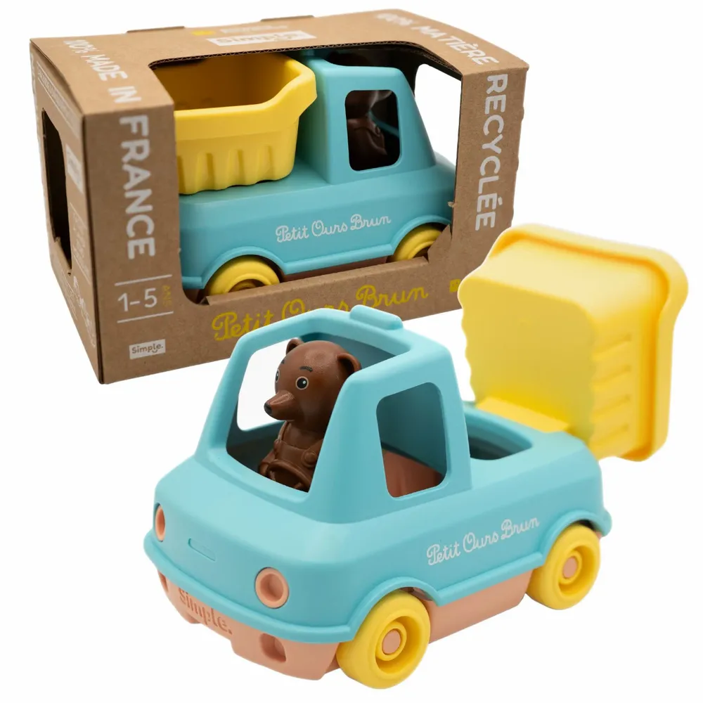 Garden accessories - Little Brown Bear Dump Truck - Toy made in France and recycled - SIMPLE. (BY LE JOUET SIMPLE)