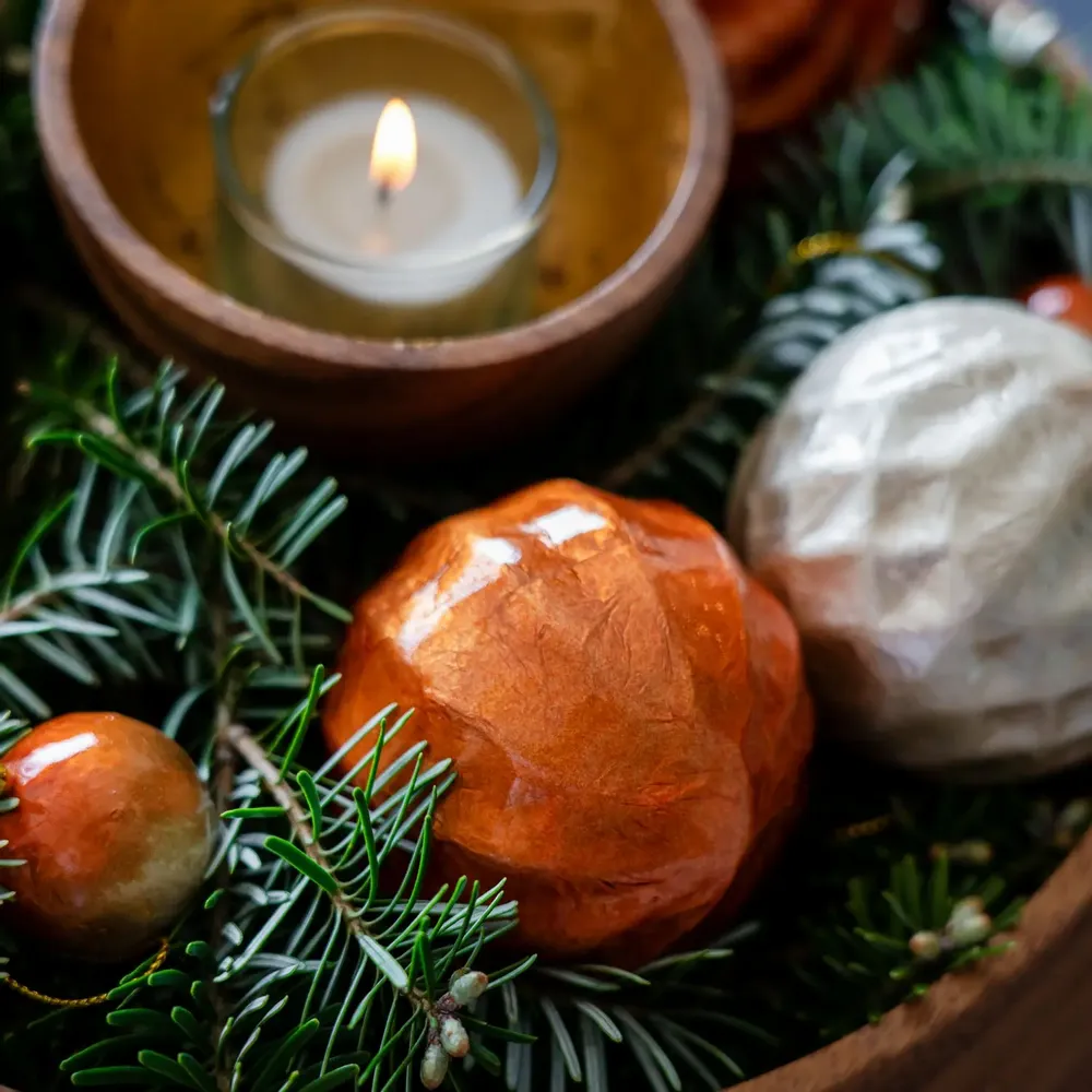Autres décorations de Noël - Boules de Noël en relief, tourbillon et gaufre, lot de 4, NJ26 - KINTA