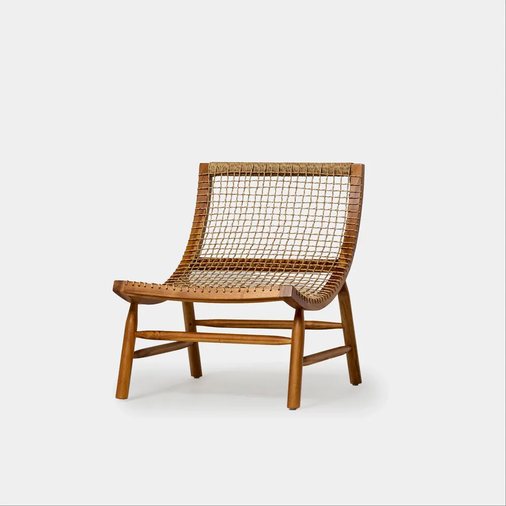 Fauteuils - Fauteuil Malas  en bois de teck naturel et corde - DESIGN TRIP