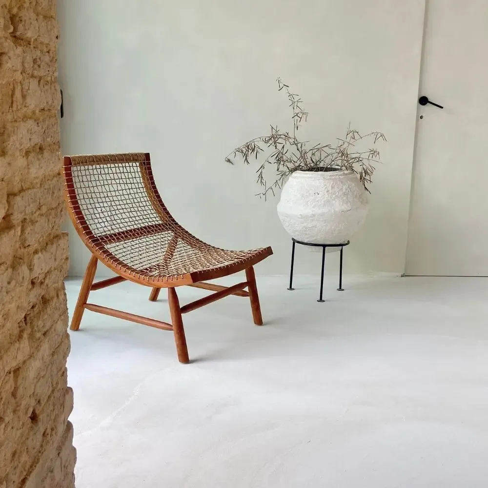 Fauteuils - Fauteuil Malas  en bois de teck naturel et corde - DESIGN TRIP