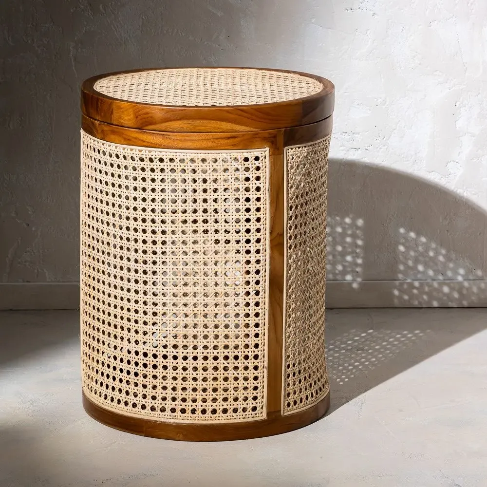 Decorative objects - Cintaku teak wood and natural cane storage basket - DESIGN TRIP