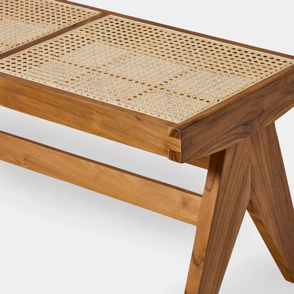 Bancs - Banc Rattanian en teck massif et cannage naturel - DESIGN TRIP