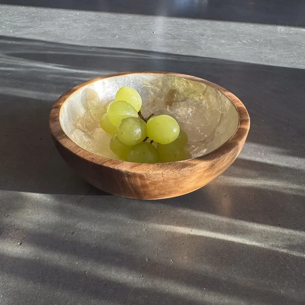 Bowls - Teak and mother-of-pearl bowl - DESIGN TRIP