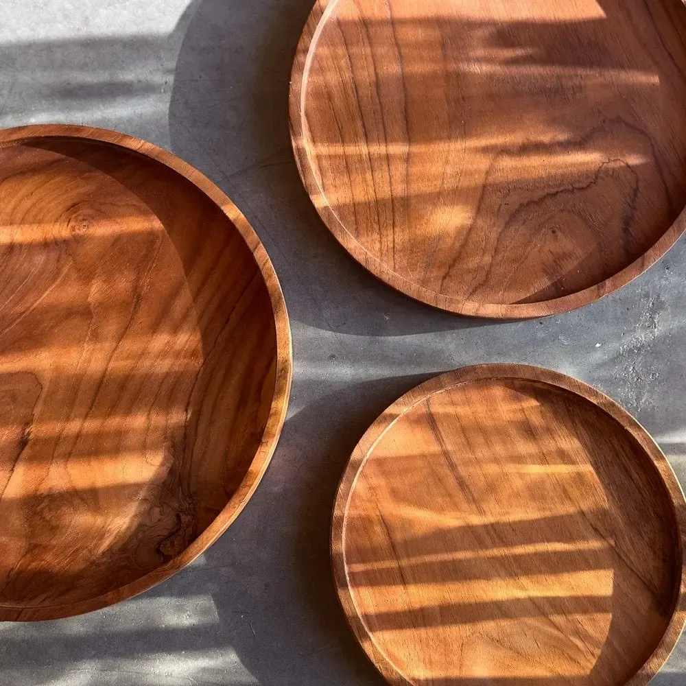 Everyday plates - Round teak plate - DESIGN TRIP