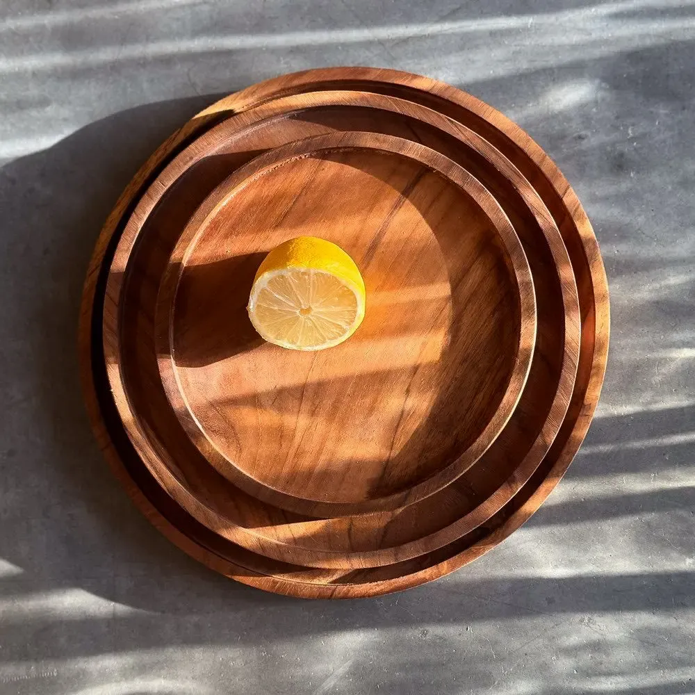 Everyday plates - Round teak plate - DESIGN TRIP