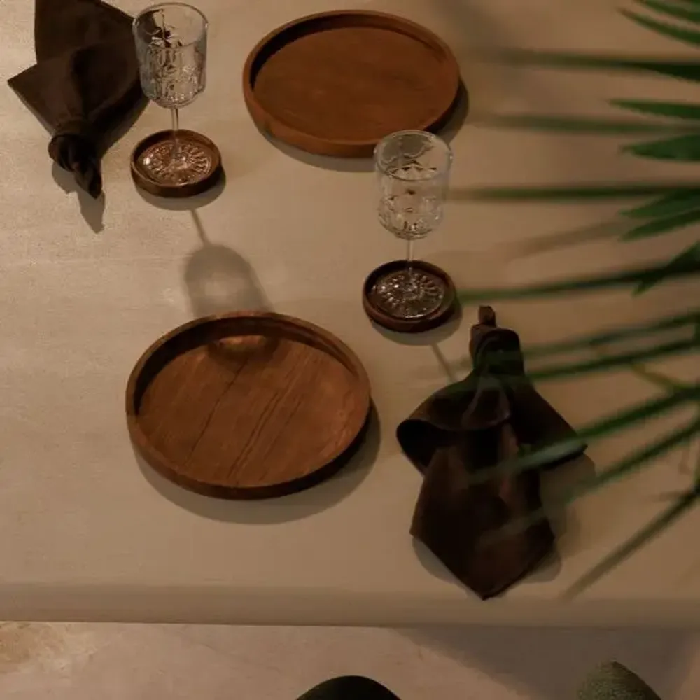 Table mat - Teak wood bottle coaster - 10 cm - DESIGN TRIP