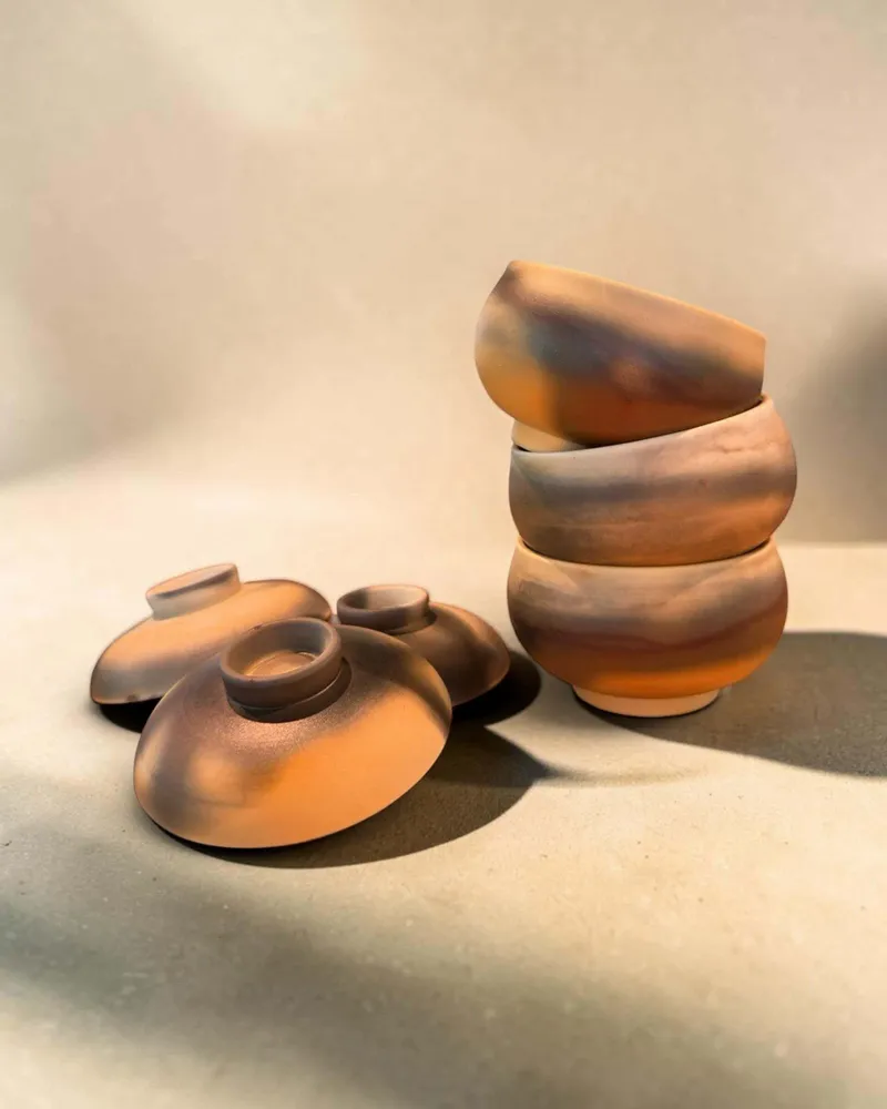 Bols - Porcelaine d'Arita – Bol à couvercle cuit au Saggar - JOHN MAC CERAMICS