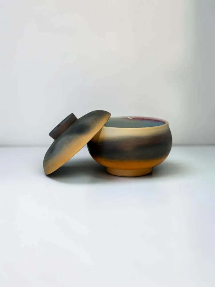 Bols - Porcelaine d'Arita – Bol à couvercle cuit au Saggar - JOHN MAC CERAMICS