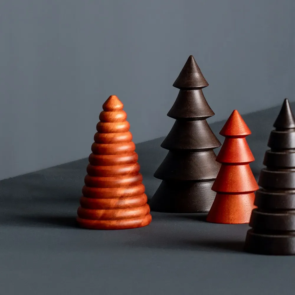 Autres décorations de Noël - Sapins de Noël en bois d'acacia avec anneaux - KINTA