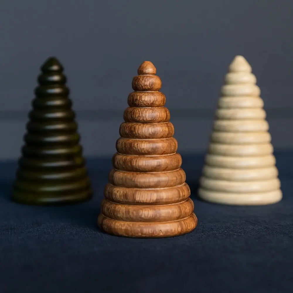 Autres décorations de Noël - Sapins de Noël en bois d'acacia avec anneaux - KINTA