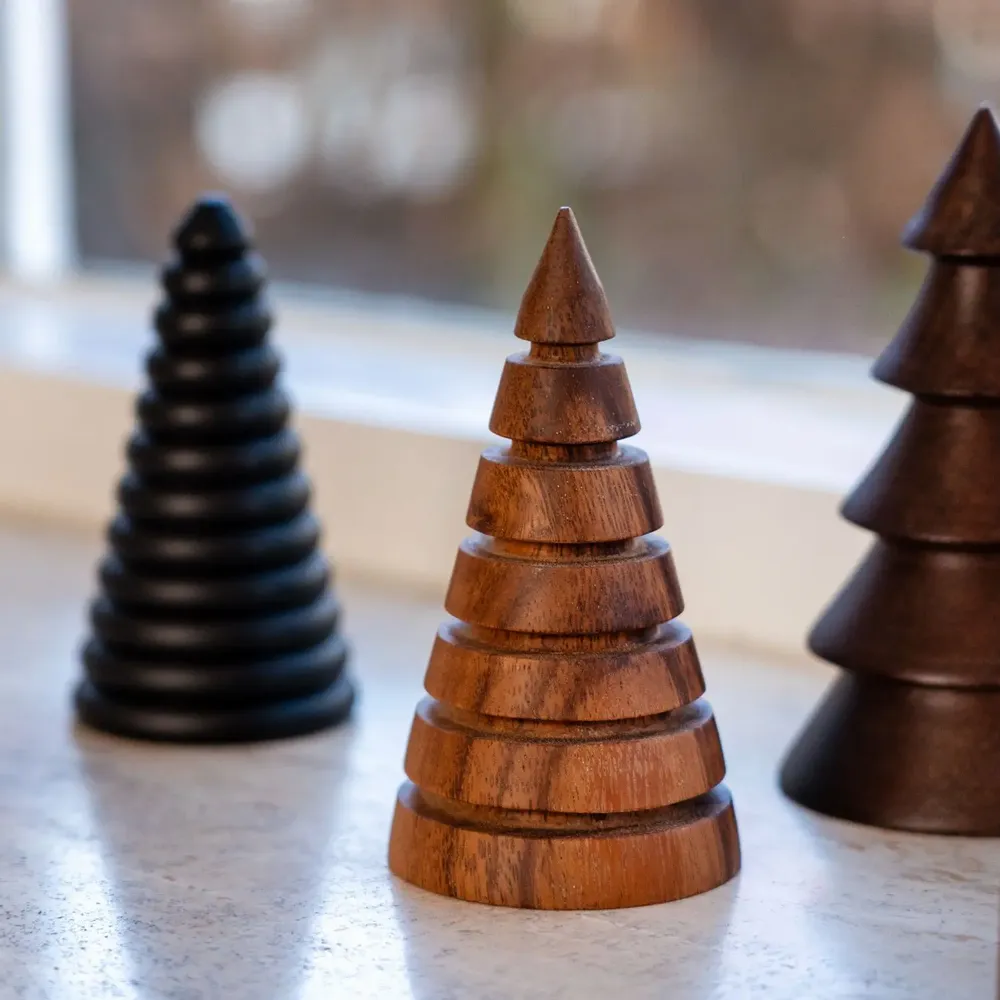 Autres décorations de Noël - Sapins de Noël en bois d'acacia fraisé - KINTA