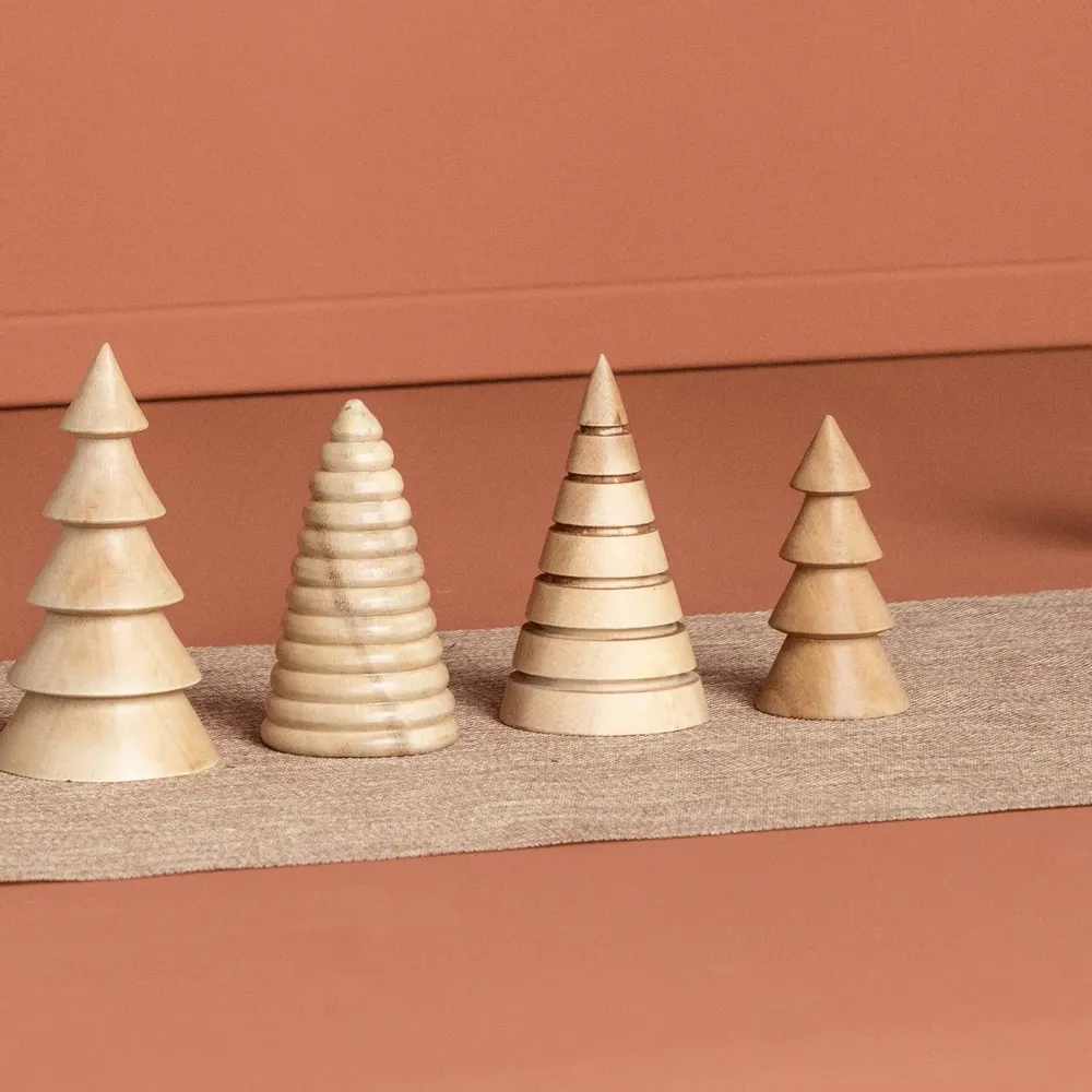 Autres décorations de Noël - Sapins de Noël en bois d'acacia fraisé - KINTA
