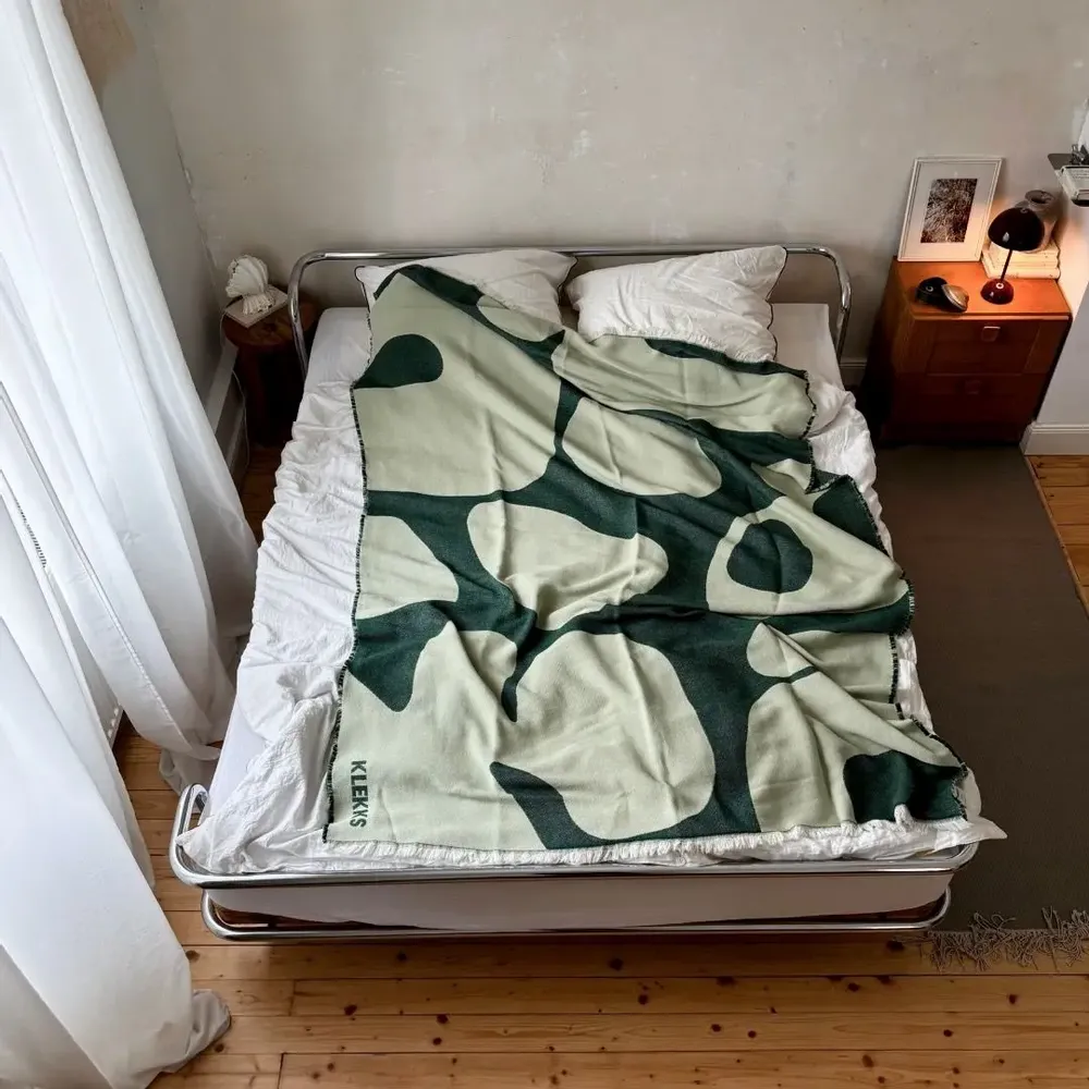 Plaids - Plaid en coton vert et blanc - KLEKKS NO. 14 - KLEKKS