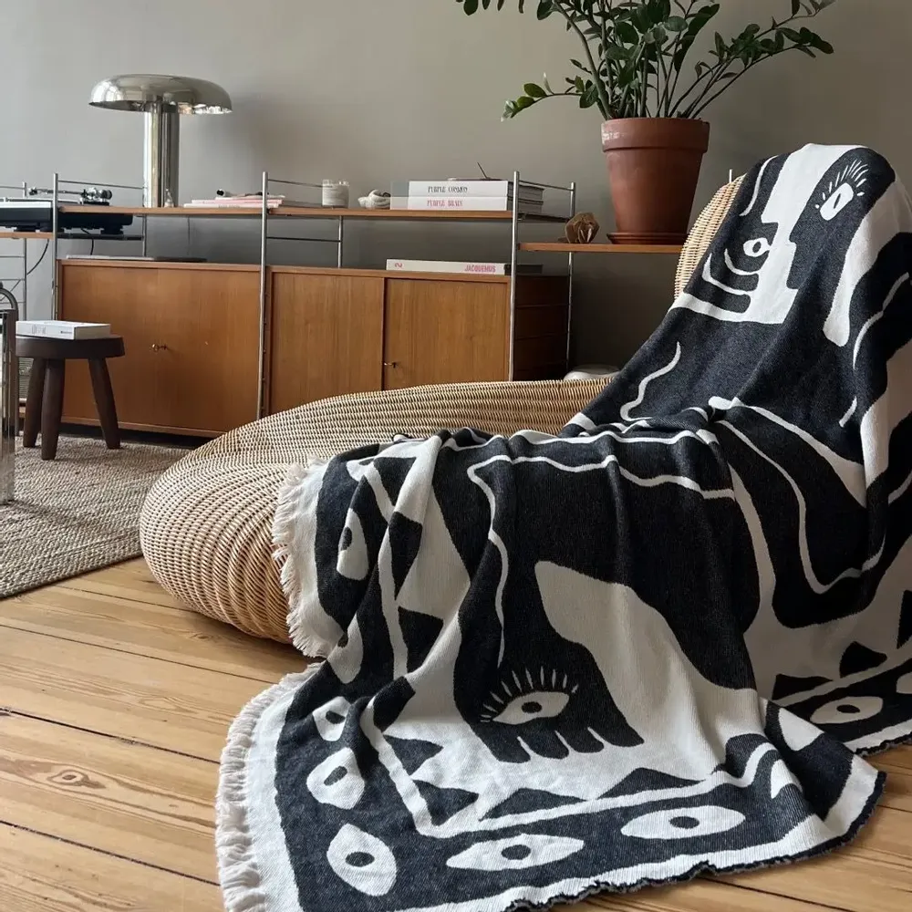 Plaids - Plaid en coton noir et blanc - KLEKKS NO. 26 - KLEKKS