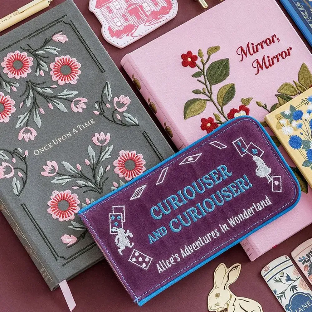 Stationery - Once Upon a Time Embroidered Notebook (A5) - The Reading Room - MAISON ROYAL GARDEN