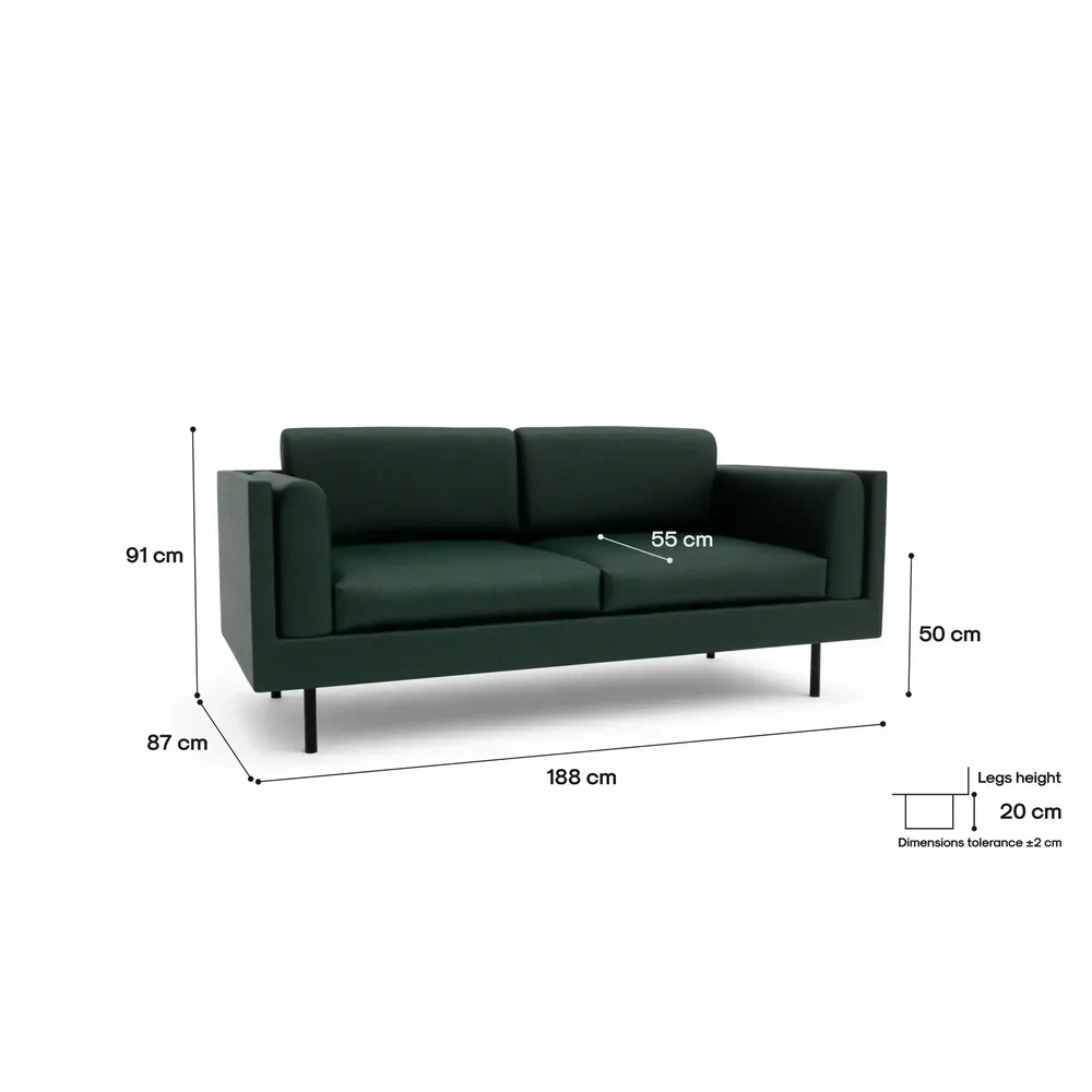 Canapés pour collectivités - Canapé 2 places CHELSEA - Vert - CITY SOFA