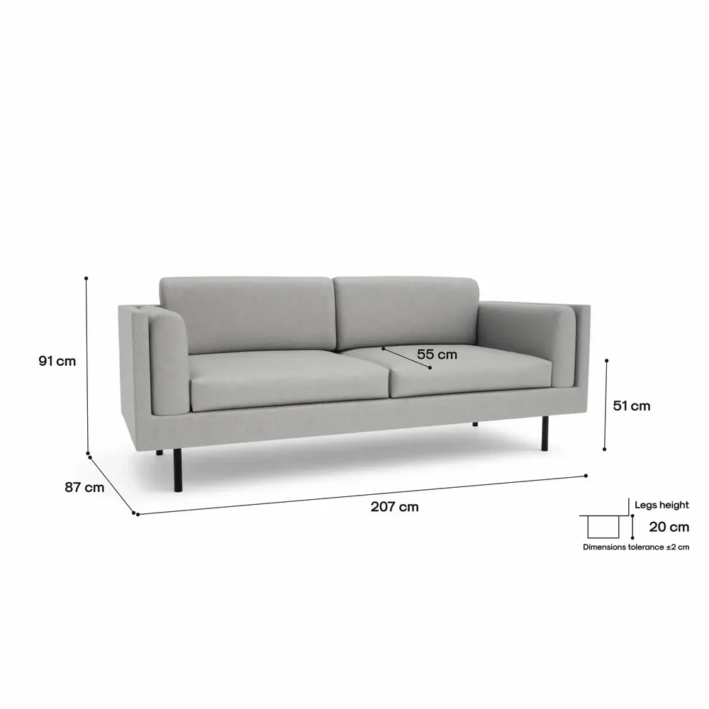 Sofas for hospitalities & contracts - 3-Seater Sofa CHELSEA - Silver - CITY SOFA