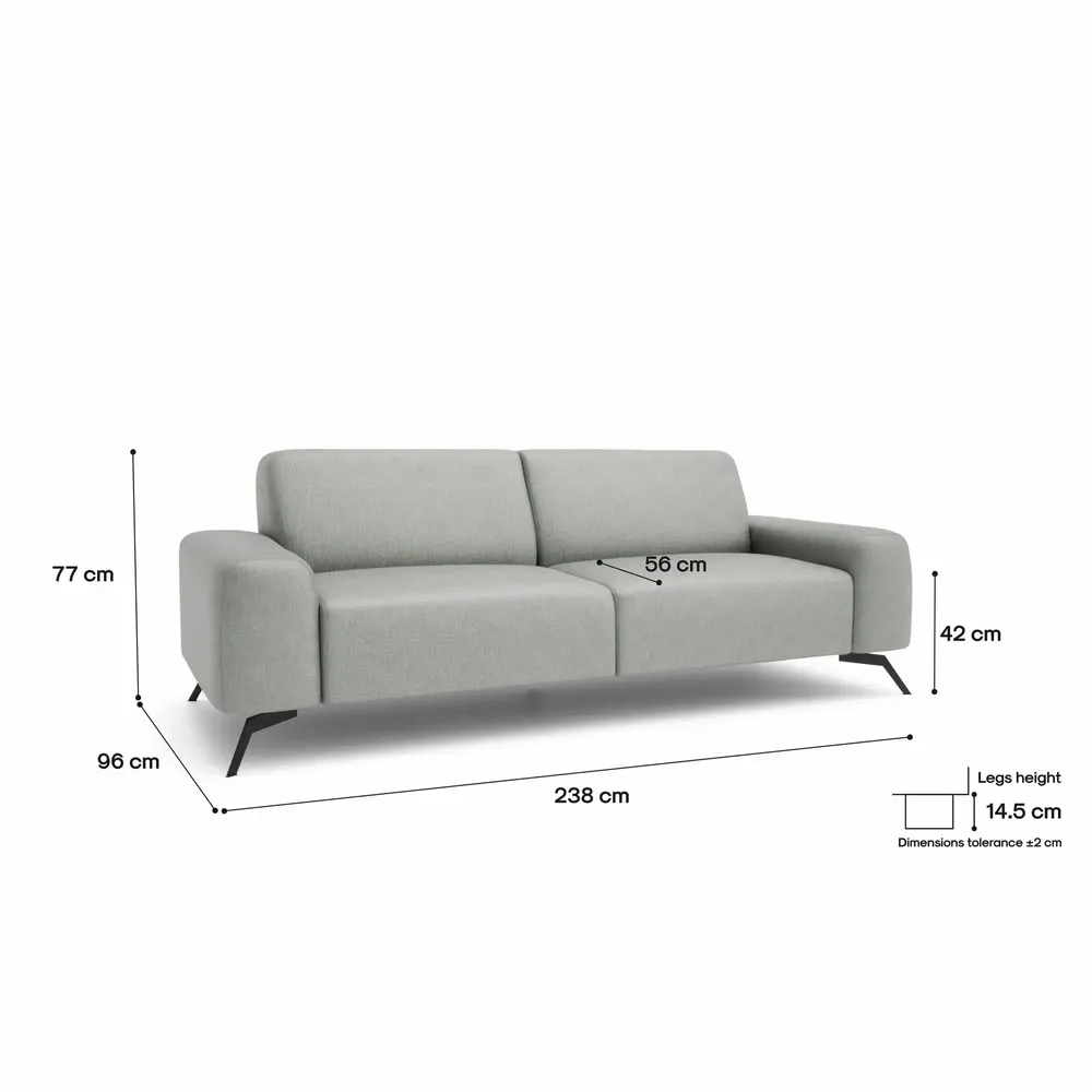 Sofas for hospitalities & contracts - 3-Seater Sofa SOHO - Silver - CITY SOFA