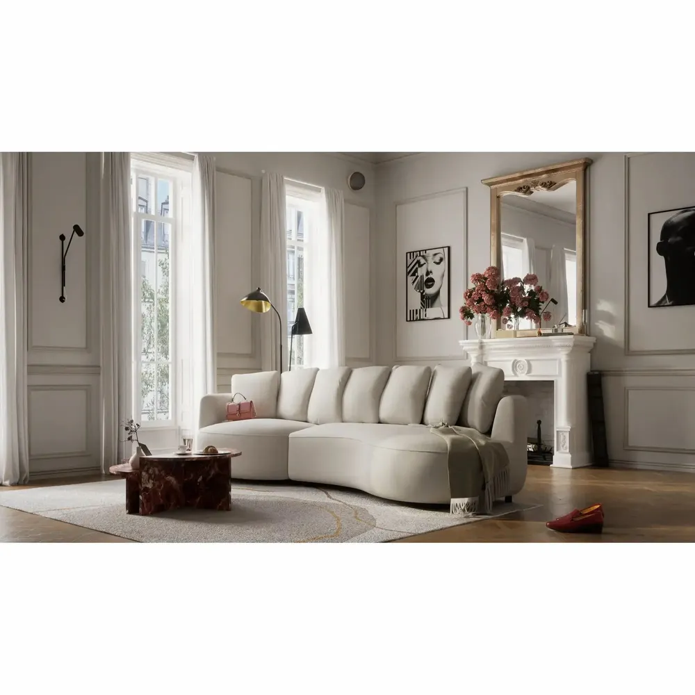 Sofas for hospitalities & contracts - 4-Seater Left Corner Sofa BELLEVILLE - Cream - CITY SOFA