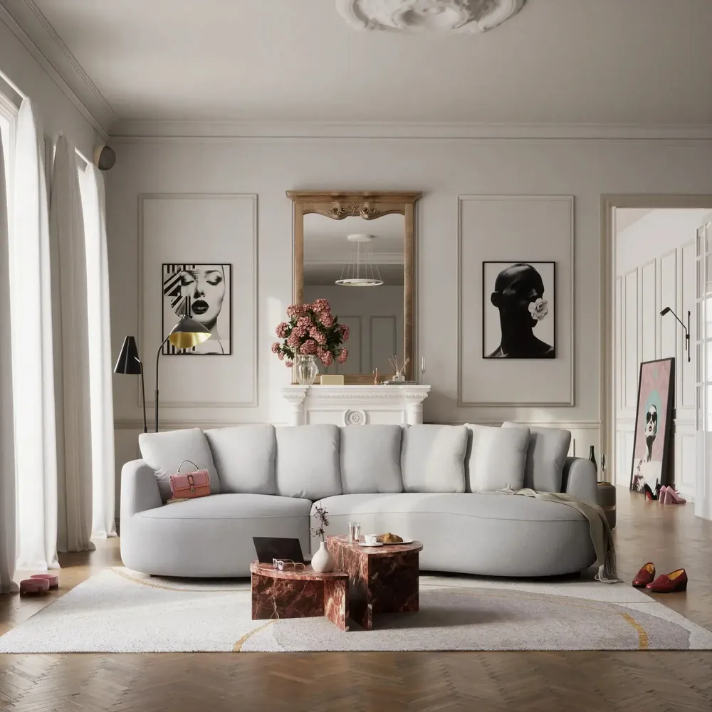 Sofas for hospitalities & contracts - 4-Seater Left Corner Sofa BELLEVILLE - Silver - CITY SOFA