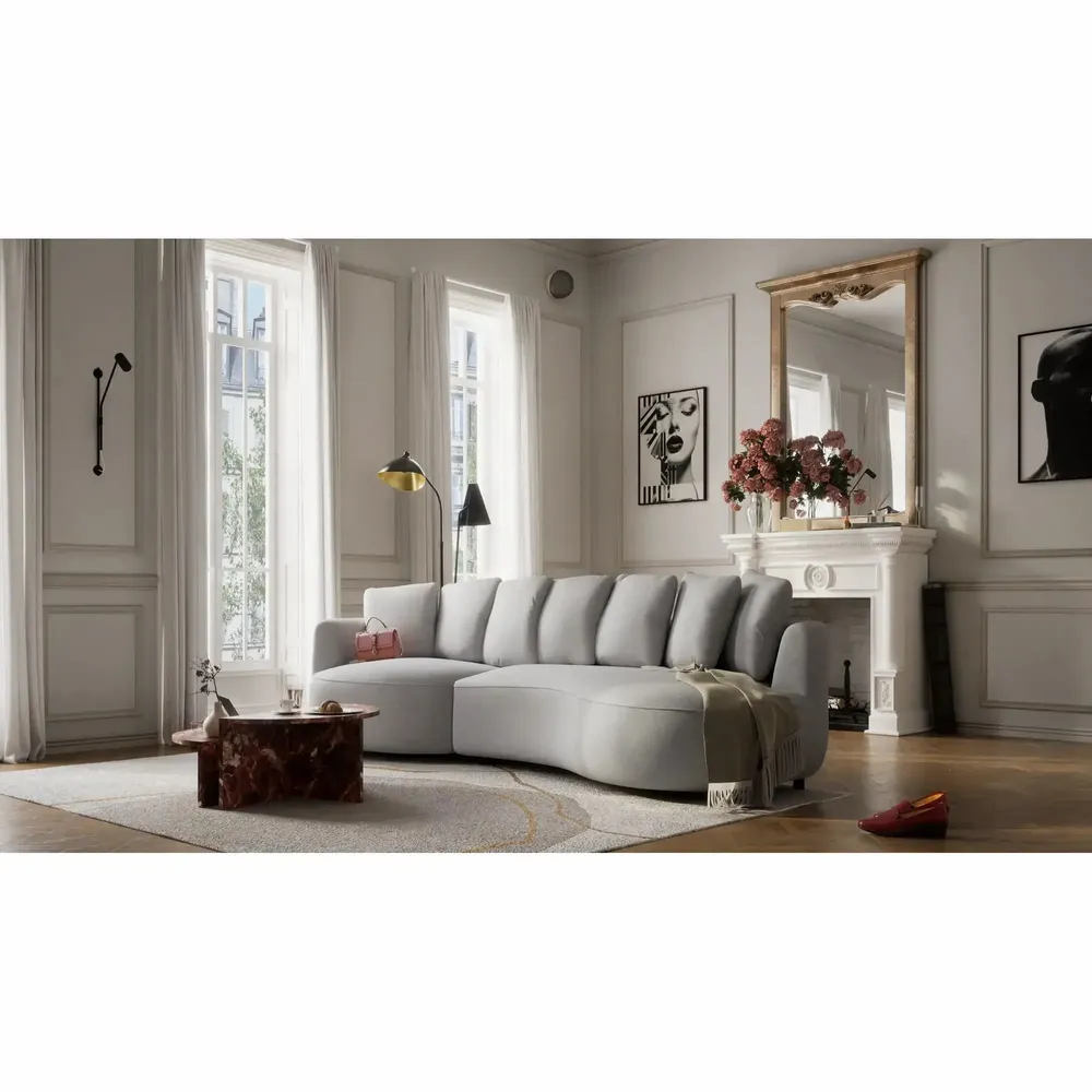 Sofas for hospitalities & contracts - 4-Seater Left Corner Sofa BELLEVILLE - Silver - CITY SOFA