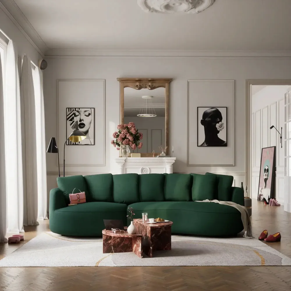 Sofas for hospitalities & contracts - 4-Seater Left Corner Sofa BELLEVILLE - Green - CITY SOFA
