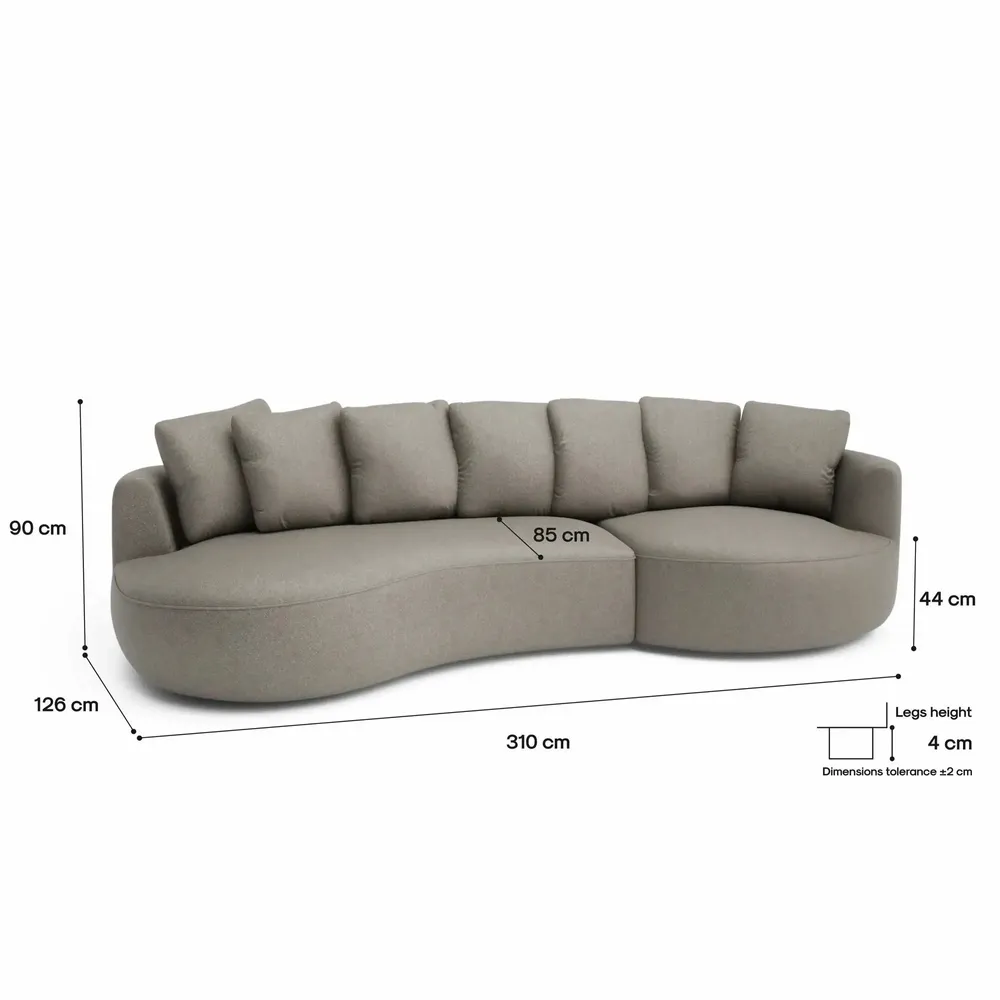Canapés pour collectivités - Canapé d'angle à droite 4 places BELLEVILLE - Taupe - CITY SOFA