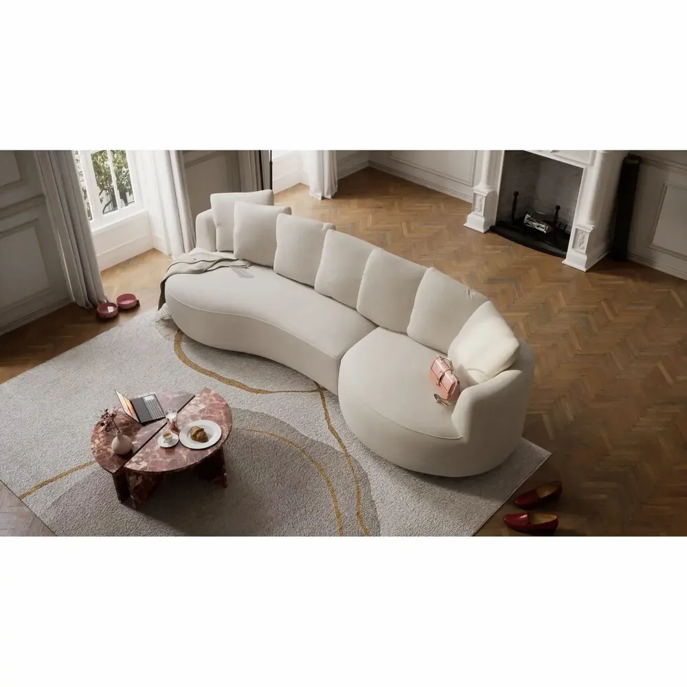 Sofas for hospitalities & contracts - 4-Seater Right Corner Sofa BELLEVILLE - Cream - CITY SOFA