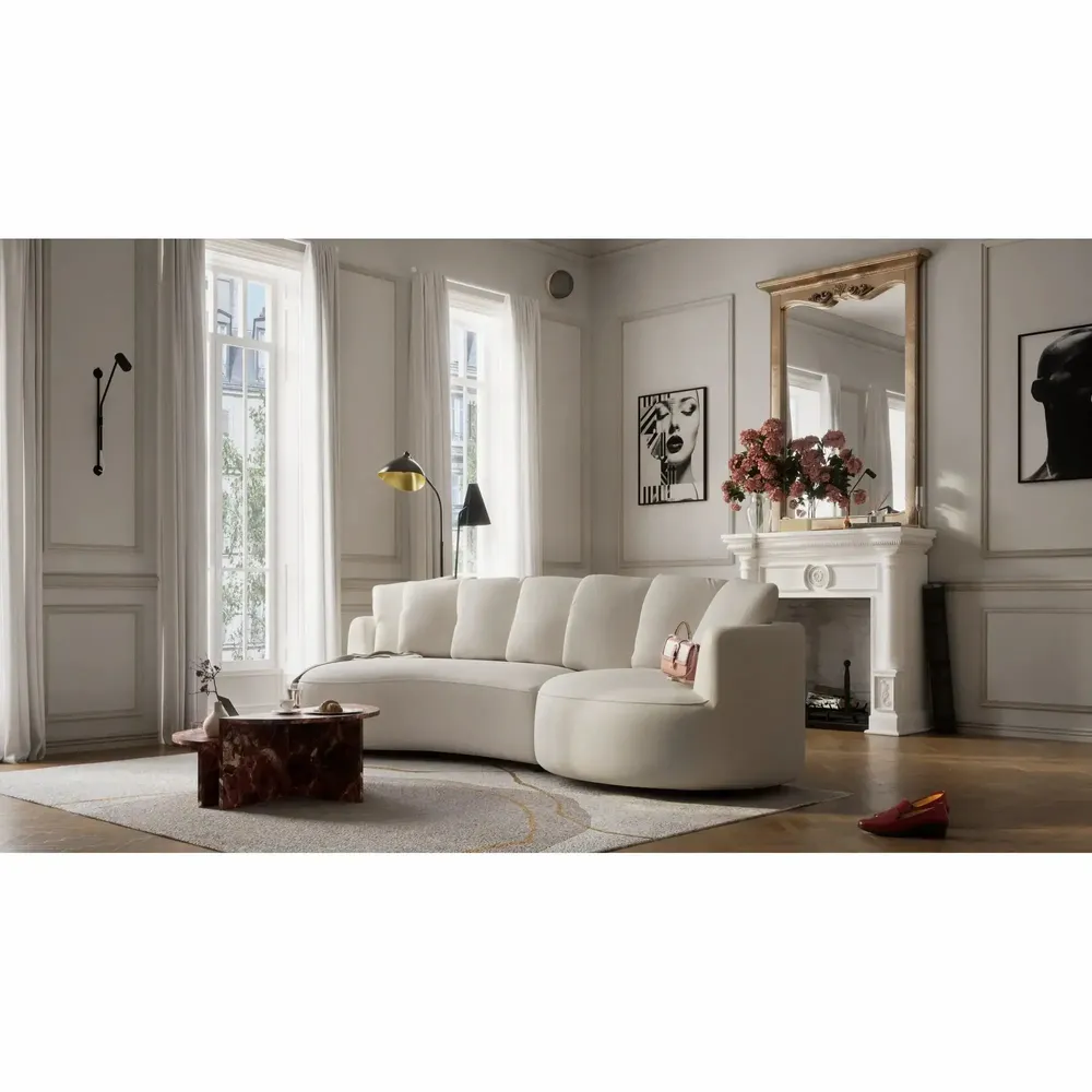 Sofas for hospitalities & contracts - 4-Seater Right Corner Sofa BELLEVILLE - Cream - CITY SOFA
