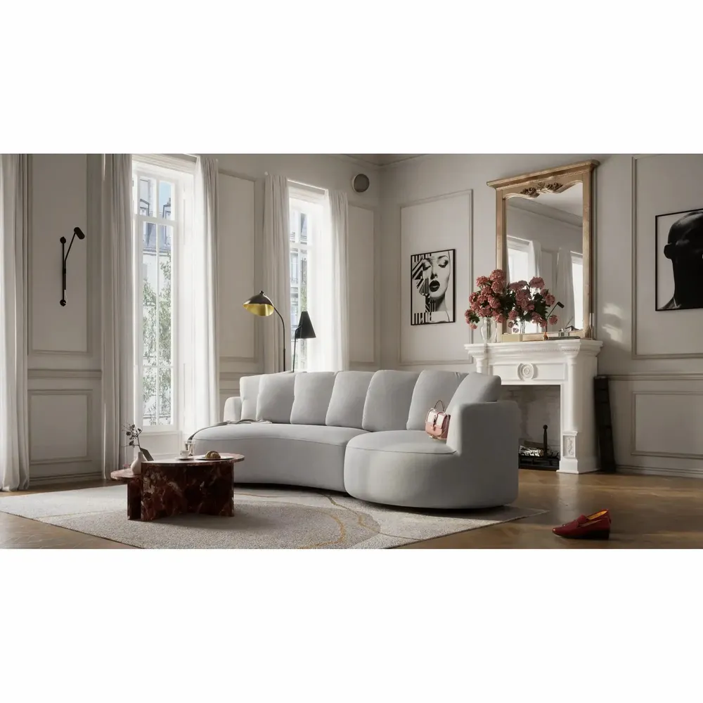Sofas for hospitalities & contracts - 4-Seater Right Corner Sofa BELLEVILLE - Silver - CITY SOFA