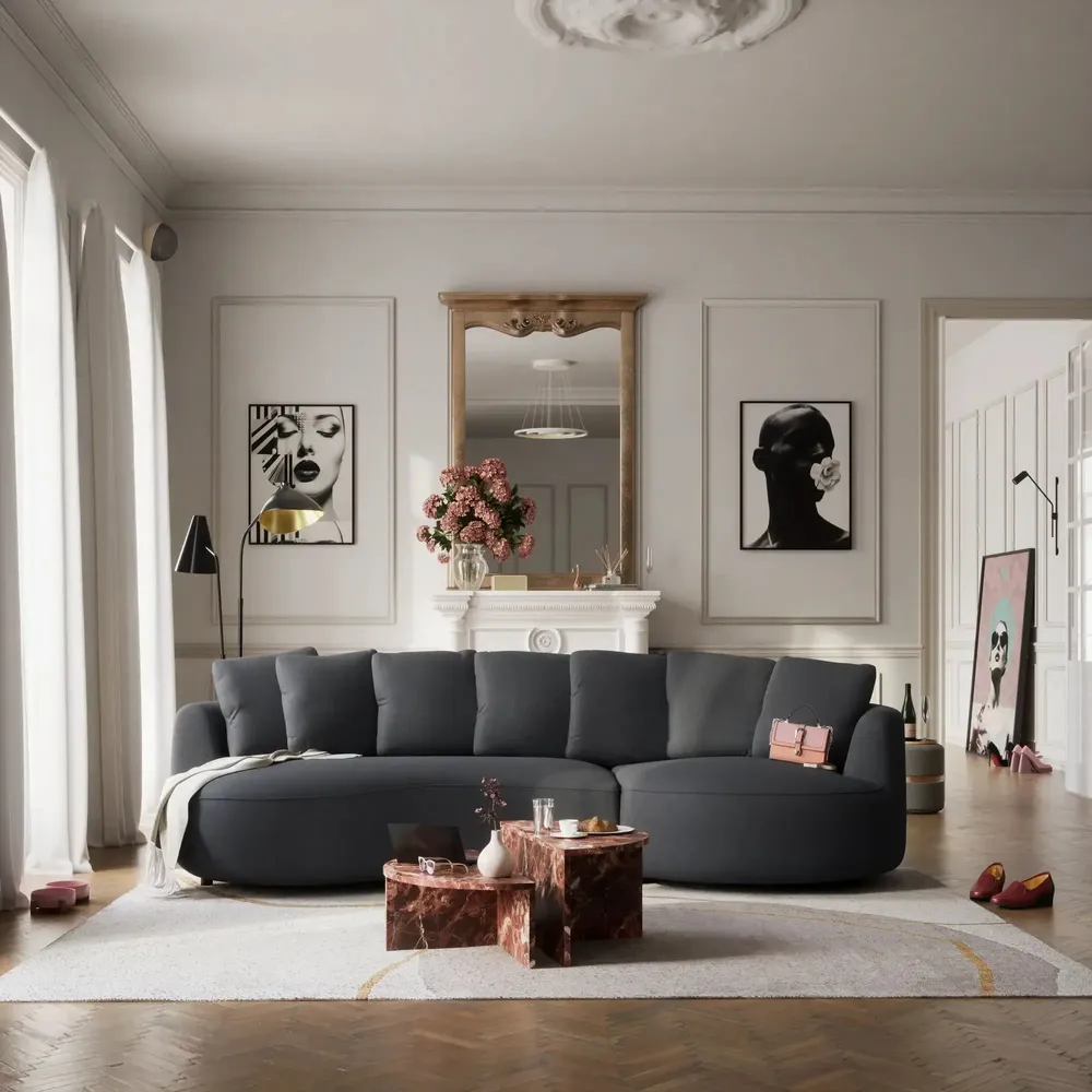 Canapés pour collectivités - Canapé d'angle à 4 places à droite BELLEVILLE - Gris - CITY SOFA
