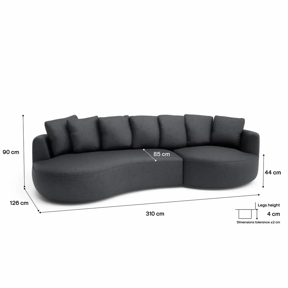 Canapés pour collectivités - Canapé d'angle à 4 places à droite BELLEVILLE - Gris - CITY SOFA