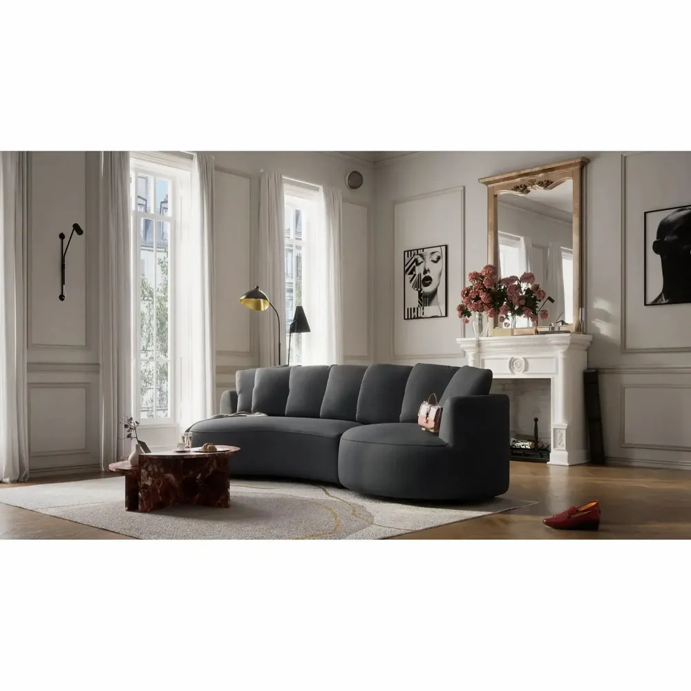 Canapés pour collectivités - Canapé d'angle à 4 places à droite BELLEVILLE - Gris - CITY SOFA