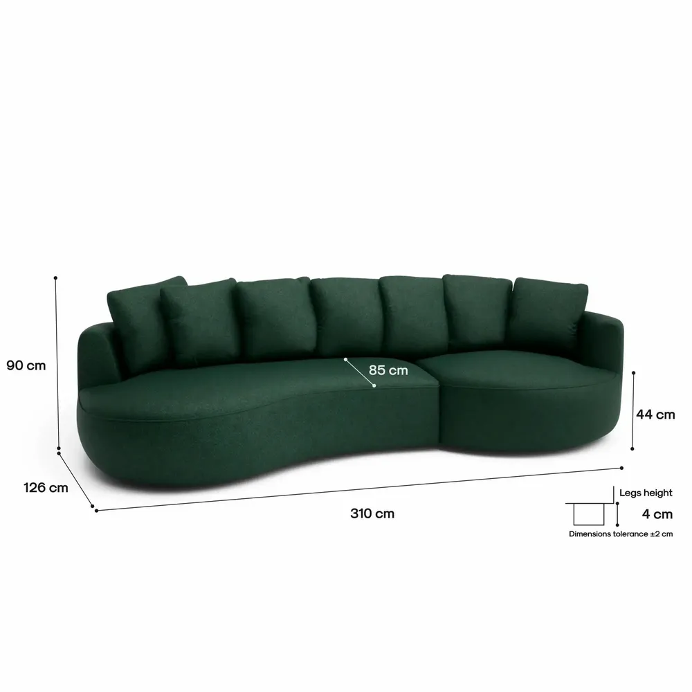 Sofas for hospitalities & contracts - 4-Seater Right Corner Sofa BELLEVILLE - Green - CITY SOFA