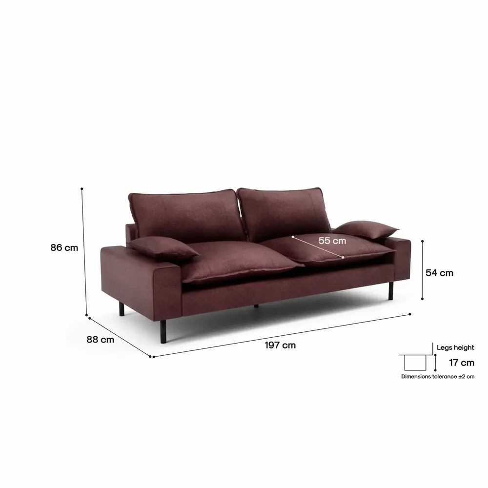 Sofas for hospitalities & contracts - 2-Seater Sofa AVENTINE - Burgundy - CITY SOFA