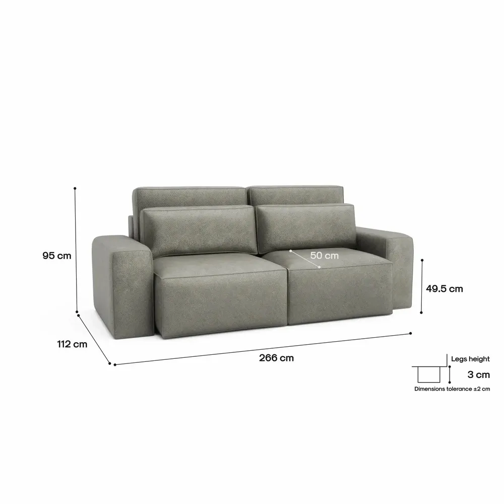 Sofas for hospitalities & contracts - 3-Seater Sofa Bed JORDAAN - Ash - CITY SOFA