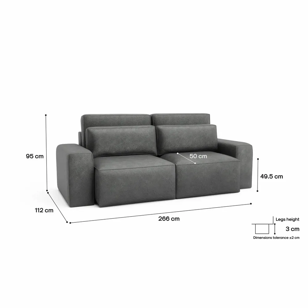 Sofas for hospitalities & contracts - 3-Seater Sofa Bed JORDAAN - Grey - CITY SOFA