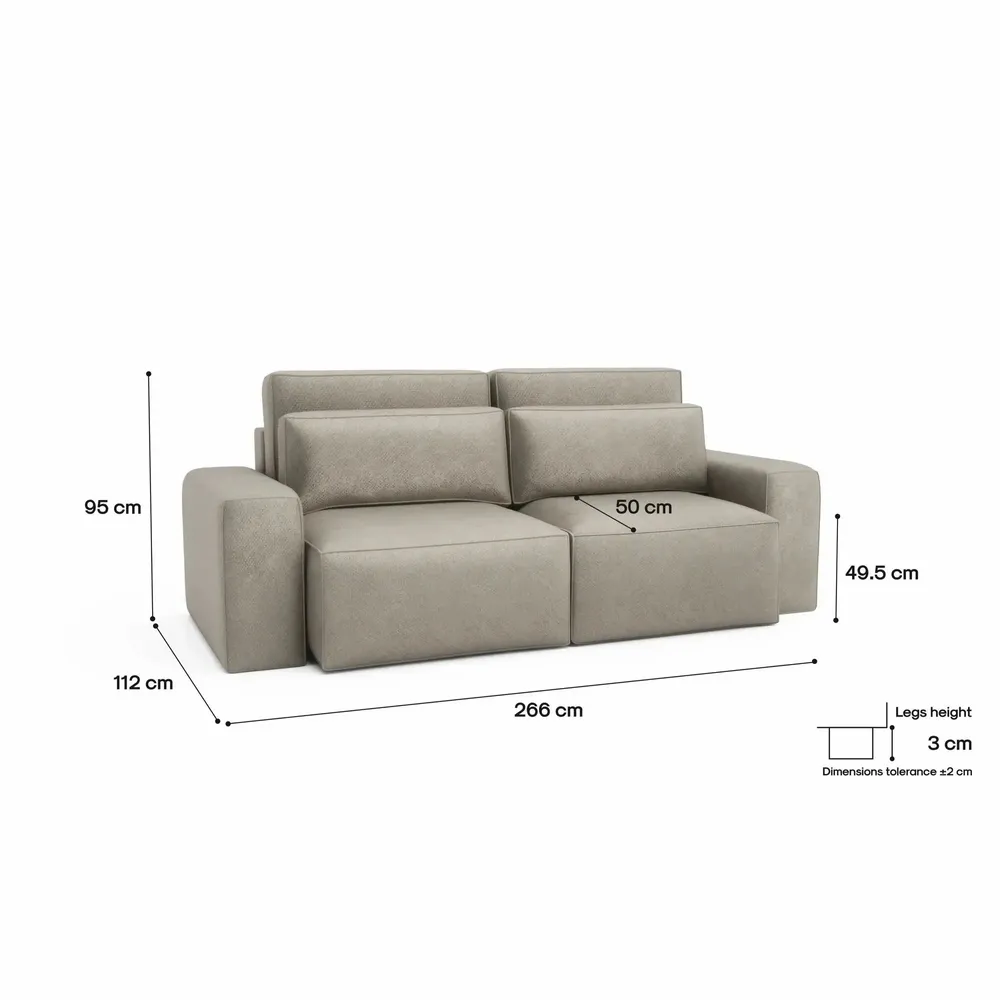 Sofas for hospitalities & contracts - 3-Seater Sofa Bed JORDAAN - Cream - CITY SOFA