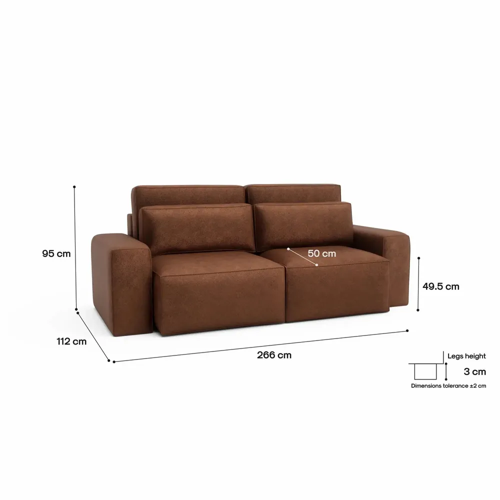 Sofas for hospitalities & contracts - 3-Seater Sofa Bed JORDAAN - Brick - CITY SOFA