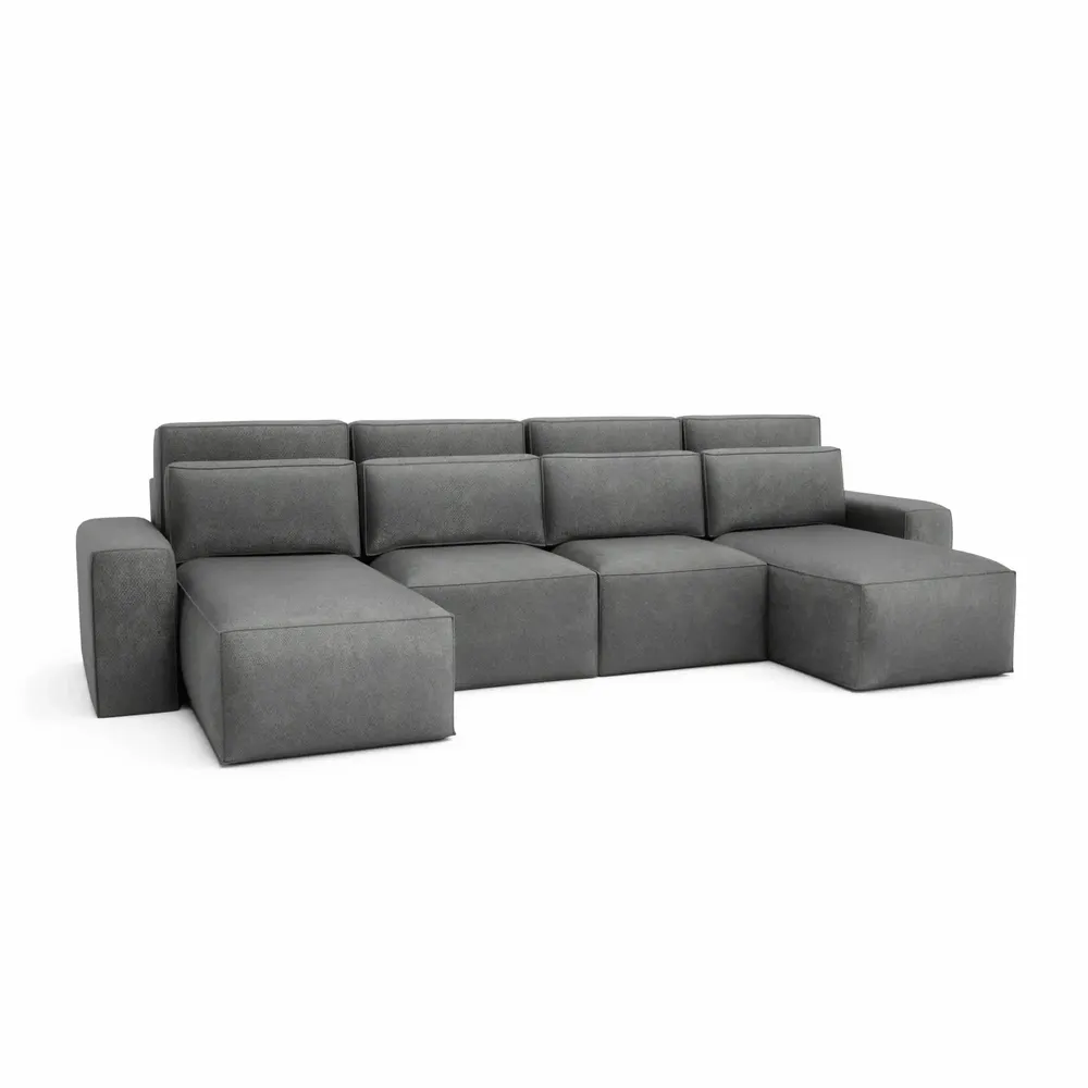 Canapés pour collectivités - Canapé-lit d'angle JORDAAN - en U - Gris - CITY SOFA