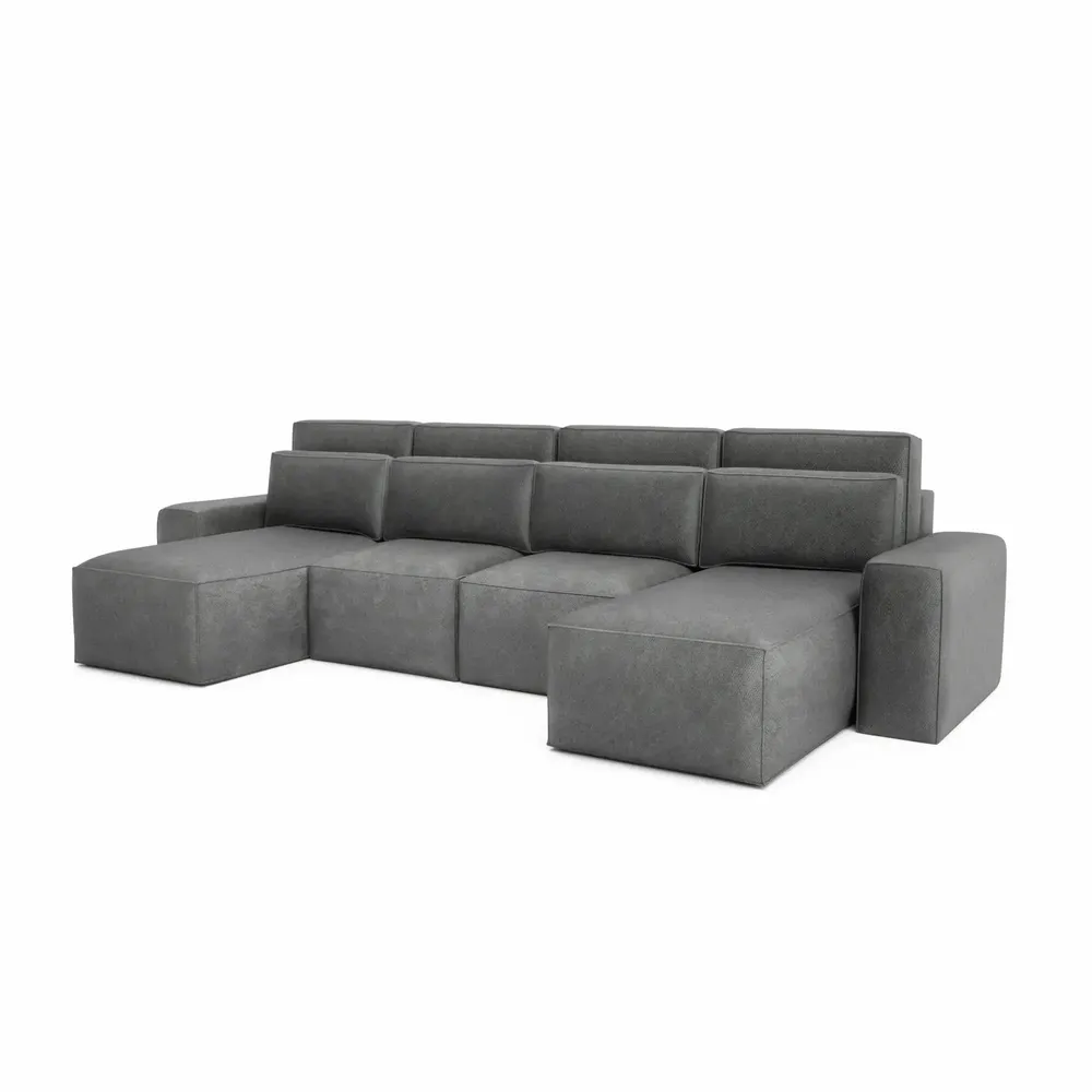 Canapés pour collectivités - Canapé-lit d'angle JORDAAN - en U - Gris - CITY SOFA