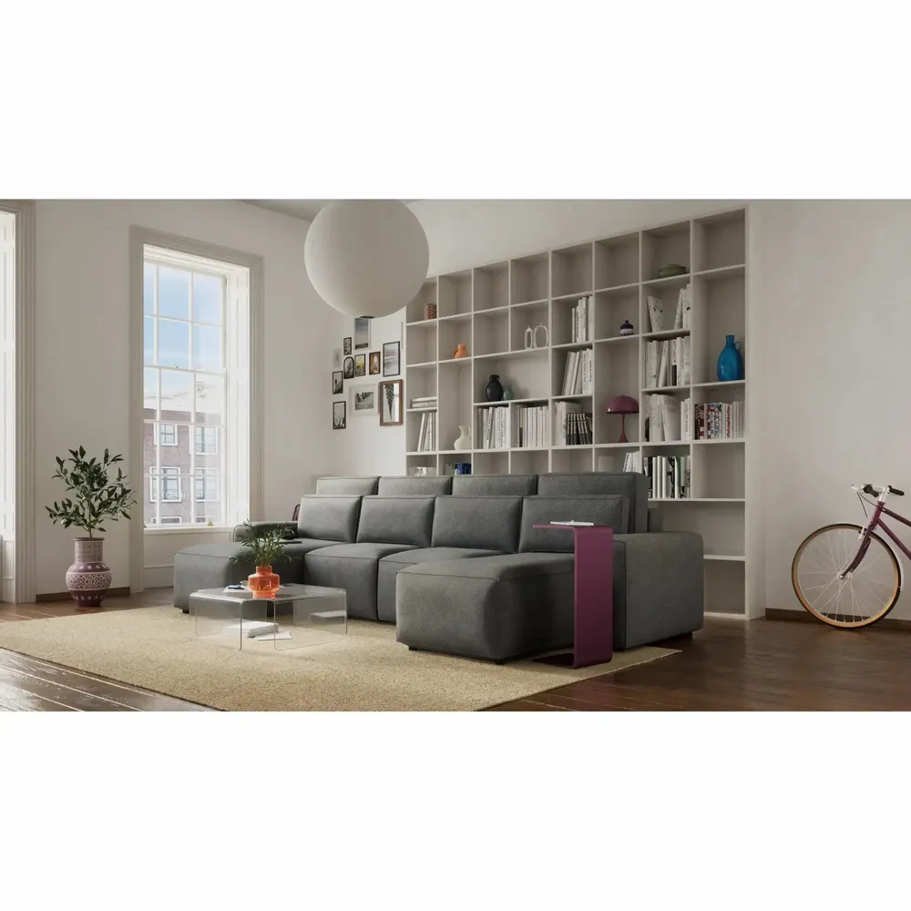 Canapés pour collectivités - Canapé-lit d'angle JORDAAN - en U - Gris - CITY SOFA