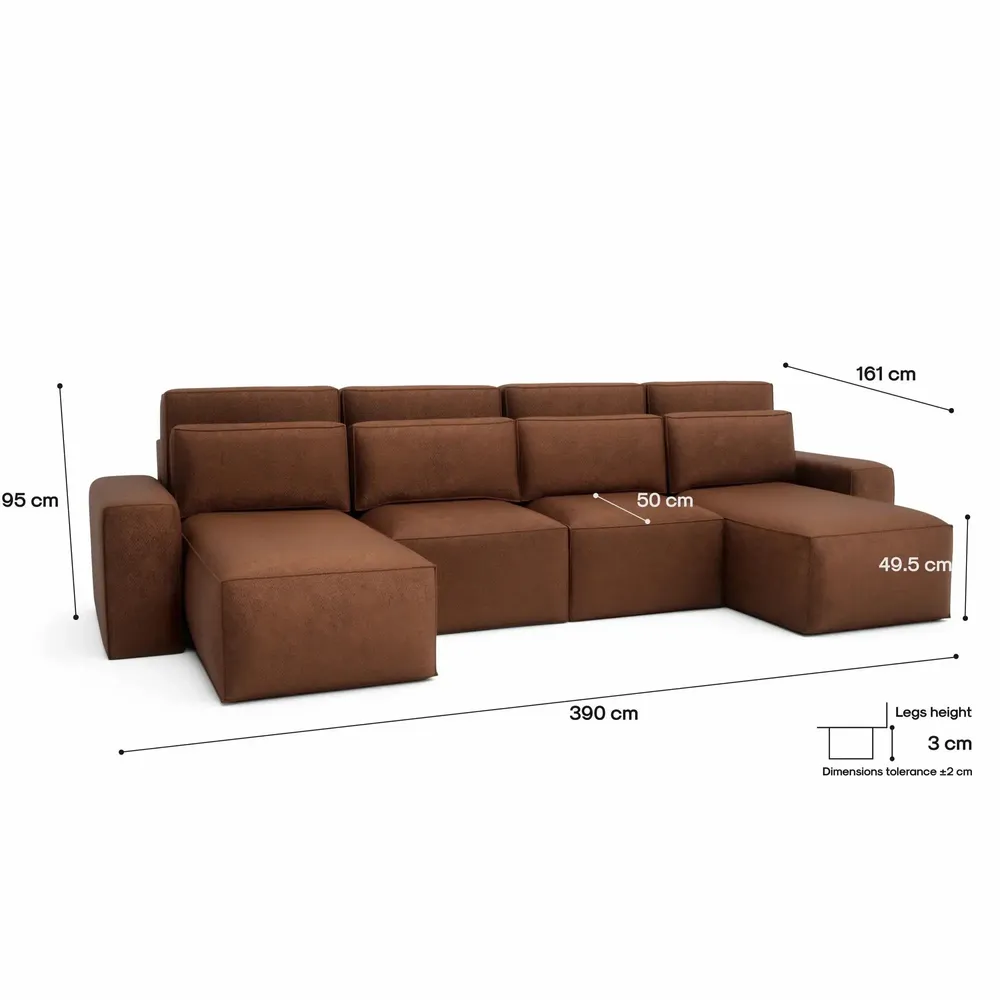 Sofas for hospitalities & contracts - Corner Sofa Bed JORDAAN - U shape - Brick - CITY SOFA