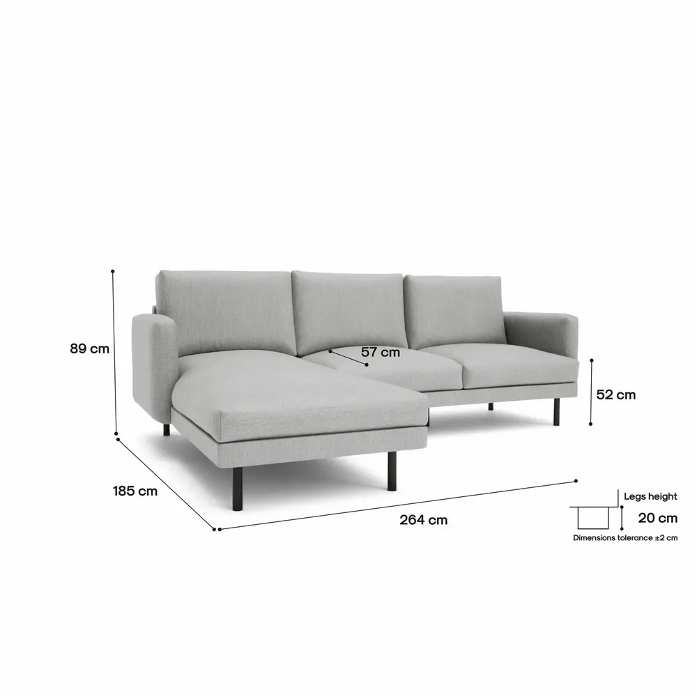 Sofas for hospitalities & contracts - 4-Seater Left Corner Sofa BRERA - Grey - CITY SOFA