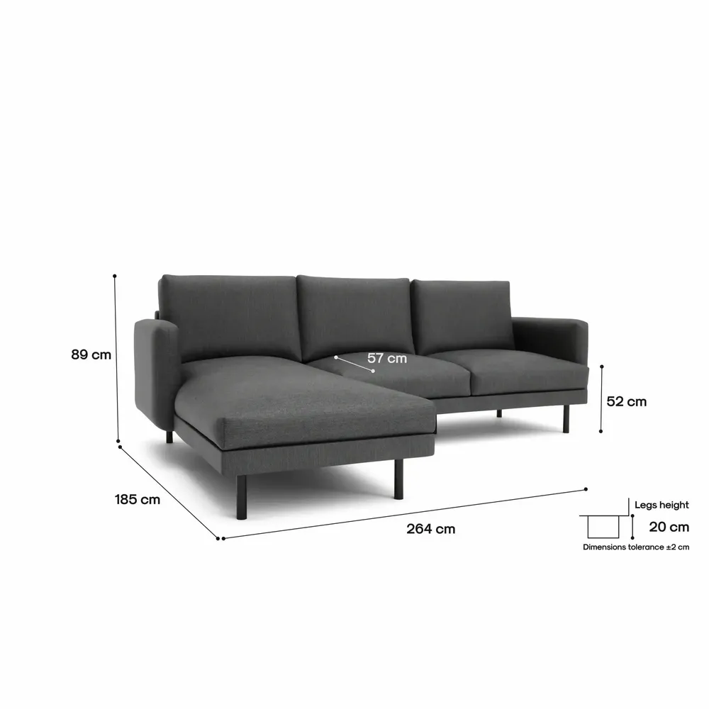 Canapés pour collectivités - Canapé d'angle gauche 4 places BRERA - Gris foncé - CITY SOFA